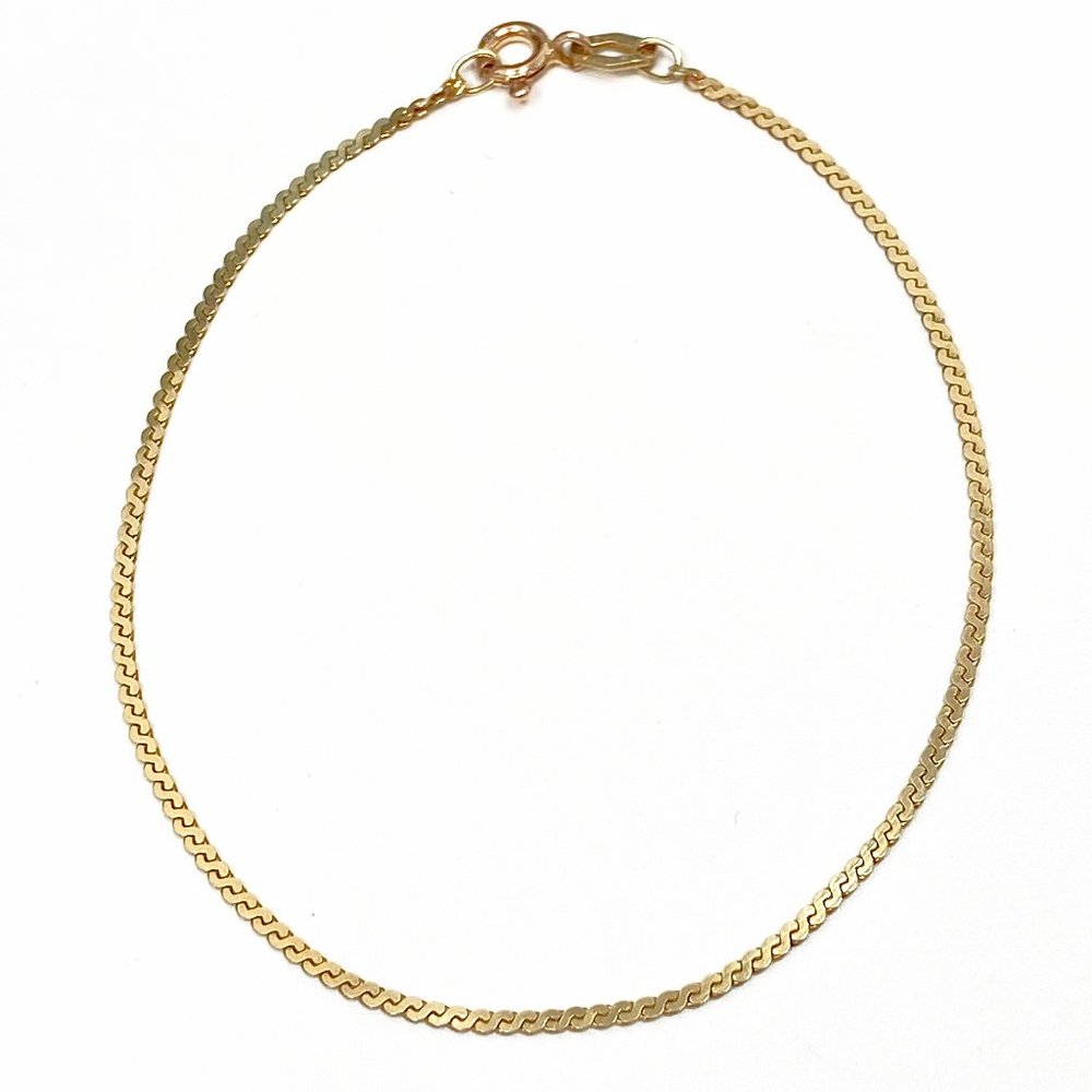 14k Solid Yellow Gold 1.2mm Serpentine Bracelet (7 inch)